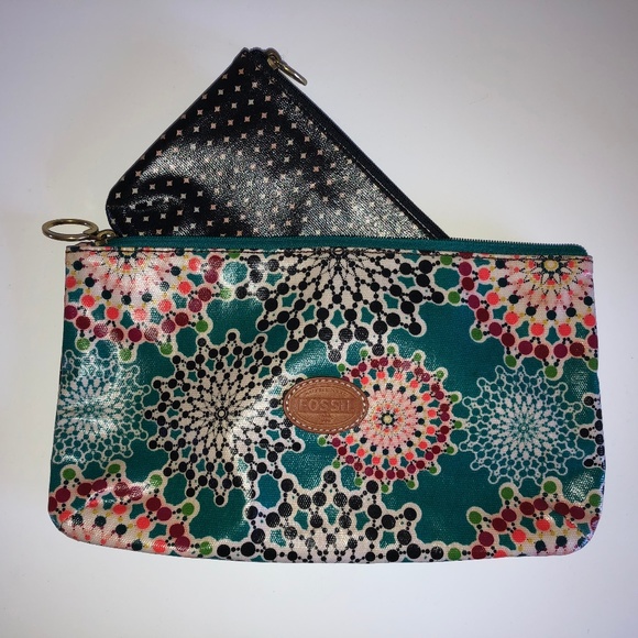 Fossil Handbags - Fossil Coated Canvas Makeup Pouches (2 pouches) Fossil Handbags - Fossil Coated Canvas Makeup Pouches (2 pouches)